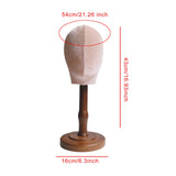 Wig Stand with Wood Base Mannequin Head Hat Stand for Salons Headpieces Home 43cm