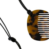 Maxbell Comb Necklace Unique Trendy Long Sweater Necklace for Girlfriend Women Girls Oval Leopard print