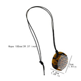 Maxbell Comb Necklace Unique Trendy Long Sweater Necklace for Girlfriend Women Girls Oval Leopard print