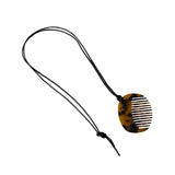 Maxbell Comb Necklace Unique Trendy Long Sweater Necklace for Girlfriend Women Girls Oval Leopard print