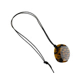 Maxbell Comb Necklace Unique Trendy Long Sweater Necklace for Girlfriend Women Girls Oval Leopard print
