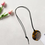 Maxbell Comb Necklace Unique Trendy Long Sweater Necklace for Girlfriend Women Girls Oval Leopard print
