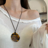 Maxbell Comb Necklace Unique Trendy Long Sweater Necklace for Girlfriend Women Girls Oval Leopard print