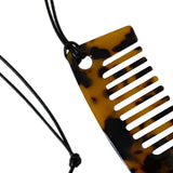 Maxbell Comb Necklace Unique Trendy Long Sweater Necklace for Girlfriend Women Girls Square Leopard print