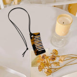 Maxbell Comb Necklace Unique Trendy Long Sweater Necklace for Girlfriend Women Girls Square Leopard print