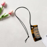 Maxbell Comb Necklace Unique Trendy Long Sweater Necklace for Girlfriend Women Girls Square Leopard print