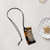 Maxbell Comb Necklace Unique Trendy Long Sweater Necklace for Girlfriend Women Girls Square Leopard print