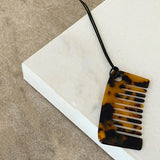 Maxbell Comb Necklace Unique Trendy Long Sweater Necklace for Girlfriend Women Girls Square Leopard print