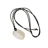 Maxbell Comb Necklace Unique Trendy Long Sweater Necklace for Girlfriend Women Girls Oval White
