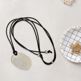 Maxbell Comb Necklace Unique Trendy Long Sweater Necklace for Girlfriend Women Girls Oval White