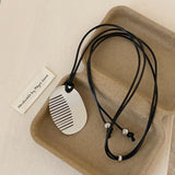 Maxbell Comb Necklace Unique Trendy Long Sweater Necklace for Girlfriend Women Girls Oval White