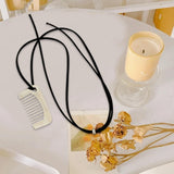 Maxbell Comb Necklace Unique Trendy Long Sweater Necklace for Girlfriend Women Girls Square White