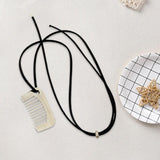 Maxbell Comb Necklace Unique Trendy Long Sweater Necklace for Girlfriend Women Girls Square White