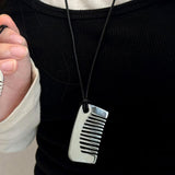 Maxbell Comb Necklace Unique Trendy Long Sweater Necklace for Girlfriend Women Girls Square White