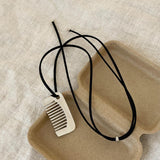 Maxbell Comb Necklace Unique Trendy Long Sweater Necklace for Girlfriend Women Girls Square White