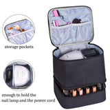 Nail Polish Organizer Bag Nail Polish Holder Double Layer for Manicure Tools black