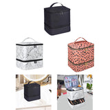 Nail Polish Organizer Bag Nail Polish Holder Double Layer for Manicure Tools black