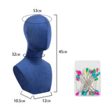 Wig Display Stand Businesses Scarves Retail Hair Prop Jewelry Mannequin Bust blue