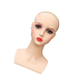 Wig Holder Mannequin Head for Eyeglasses Hair Styling Wig Making and Display Red lips A