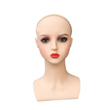 Wig Holder Mannequin Head for Eyeglasses Hair Styling Wig Making and Display Red lips A