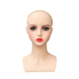 Wig Holder Mannequin Head for Eyeglasses Hair Styling Wig Making and Display Red lips A