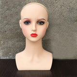 Wig Holder Mannequin Head for Eyeglasses Hair Styling Wig Making and Display Red lips A