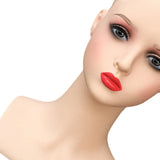 Wig Holder Mannequin Head for Eyeglasses Hair Styling Wig Making and Display Red lips A