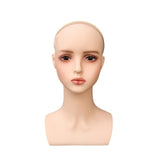 Wig Holder Mannequin Head for Eyeglasses Hair Styling Wig Making and Display Light red lips