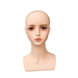 Wig Holder Mannequin Head for Eyeglasses Hair Styling Wig Making and Display Light red lips