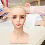 Wig Holder Mannequin Head for Eyeglasses Hair Styling Wig Making and Display Light red lips