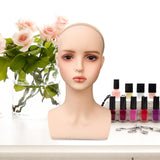 Wig Holder Mannequin Head for Eyeglasses Hair Styling Wig Making and Display Light red lips