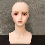 Wig Holder Mannequin Head for Eyeglasses Hair Styling Wig Making and Display Light red lips