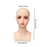 Wig Holder Mannequin Head for Eyeglasses Hair Styling Wig Making and Display Red lips B