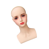 Wig Holder Mannequin Head for Eyeglasses Hair Styling Wig Making and Display Red lips B