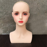 Wig Holder Mannequin Head for Eyeglasses Hair Styling Wig Making and Display Red lips B