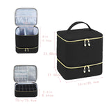 Nail Polish Organizer Bag Sturdy Double Layer for Nail Polish Manicure Tools black