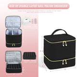 Nail Polish Organizer Bag Sturdy Double Layer for Nail Polish Manicure Tools black