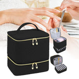 Nail Polish Organizer Bag Sturdy Double Layer for Nail Polish Manicure Tools black