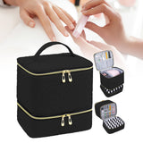 Nail Polish Organizer Bag Sturdy Double Layer for Nail Polish Manicure Tools black