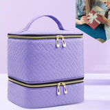 Nail Polish Organizer Bag Sturdy Double Layer for Nail Polish Manicure Tools violet