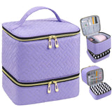 Nail Polish Organizer Bag Sturdy Double Layer for Nail Polish Manicure Tools violet