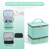 Nail Polish Organizer Bag Sturdy Double Layer for Nail Polish Manicure Tools green