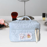 Maxbell Travel Makeup Bag Zipper Large Capacity Toiletry Bag for Friends Girls Women L Blue