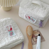 Maxbell Travel Makeup Bag Zipper Large Capacity Toiletry Bag for Friends Girls Women M White