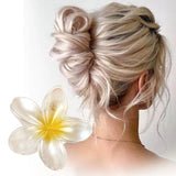 Maxbell Flower Big Hair Claws Clip Fashion Headwear Accessories for Thick Hair Women Pearlescent Yellow