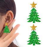 Maxbell Christmas Drop Earrings Trendy Decor for Dating Christmas Gift Birthday Gift green