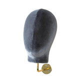 Mannequin Head Model Wall Mount Wig Holder for Hats Shopping Mall Barbershop Grey velvet