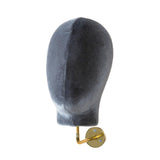 Mannequin Head Model Wall Mount Wig Holder for Hats Shopping Mall Barbershop Grey velvet