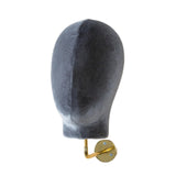 Mannequin Head Model Wall Mount Wig Holder for Hats Shopping Mall Barbershop Grey velvet