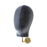 Mannequin Head Model Wall Mount Wig Holder for Hats Shopping Mall Barbershop Grey velvet